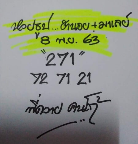 หวยมาเลย์วันนี้ 8/11/63 ชุดที่ 2