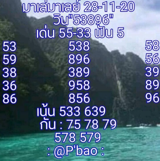 หวยมาเลย์วันนี้ 28/11/63 ชุดที่ 6