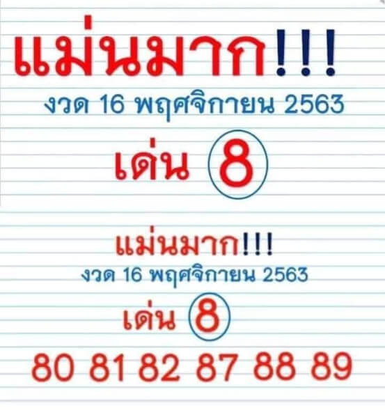 หวยแม่นมาก 16/11/63