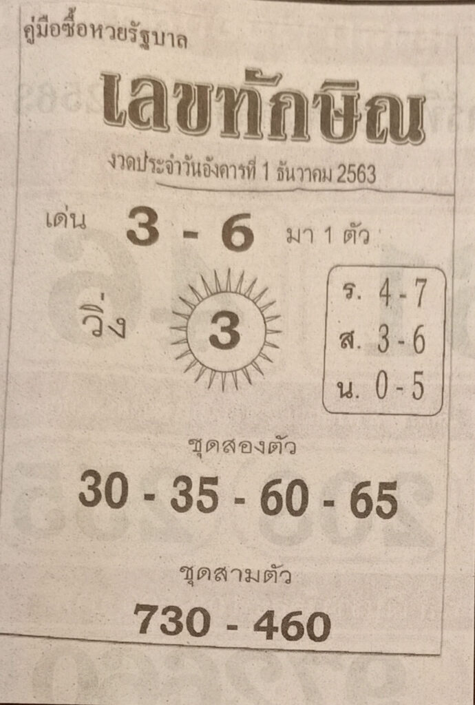 เลขทักษิณ 1/12/63