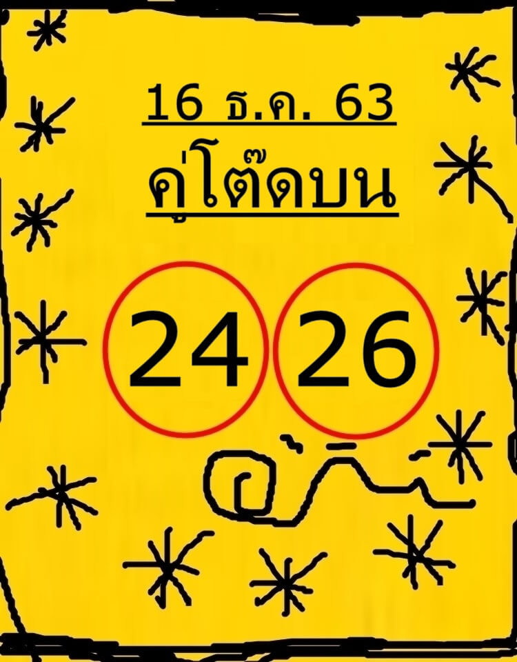 หวยคู่โต๊ดบน 16/12/63