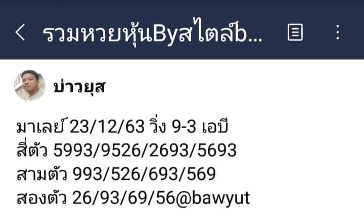 หวยมาเลย์วันนี้ 23/12/63 ชุดที่ 1