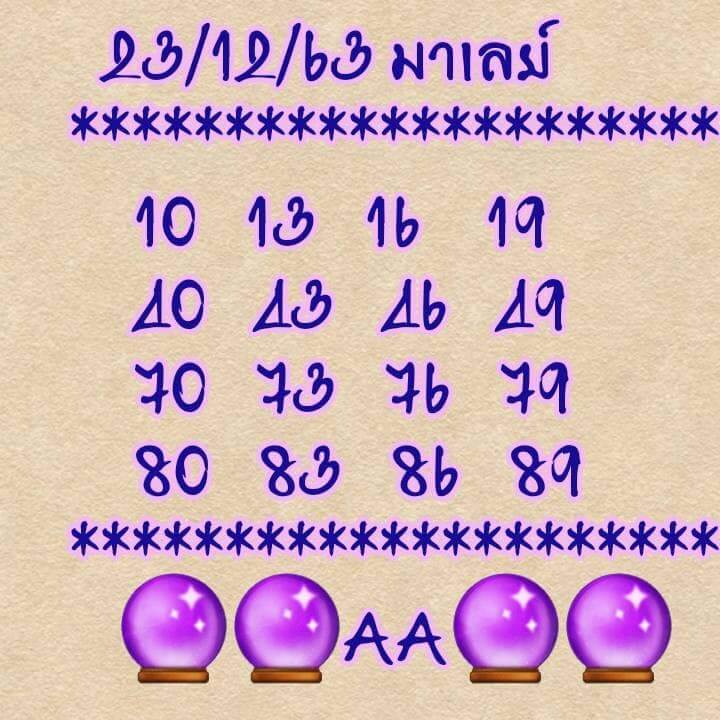หวยมาเลย์วันนี้ 23/12/63 ชุดที่ 6