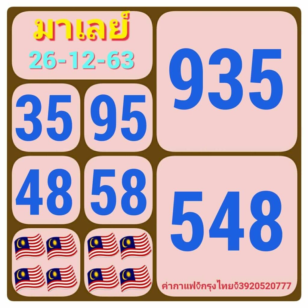 หวยมาเลย์วันนี้ 26/12/63 ชุดที่ 1