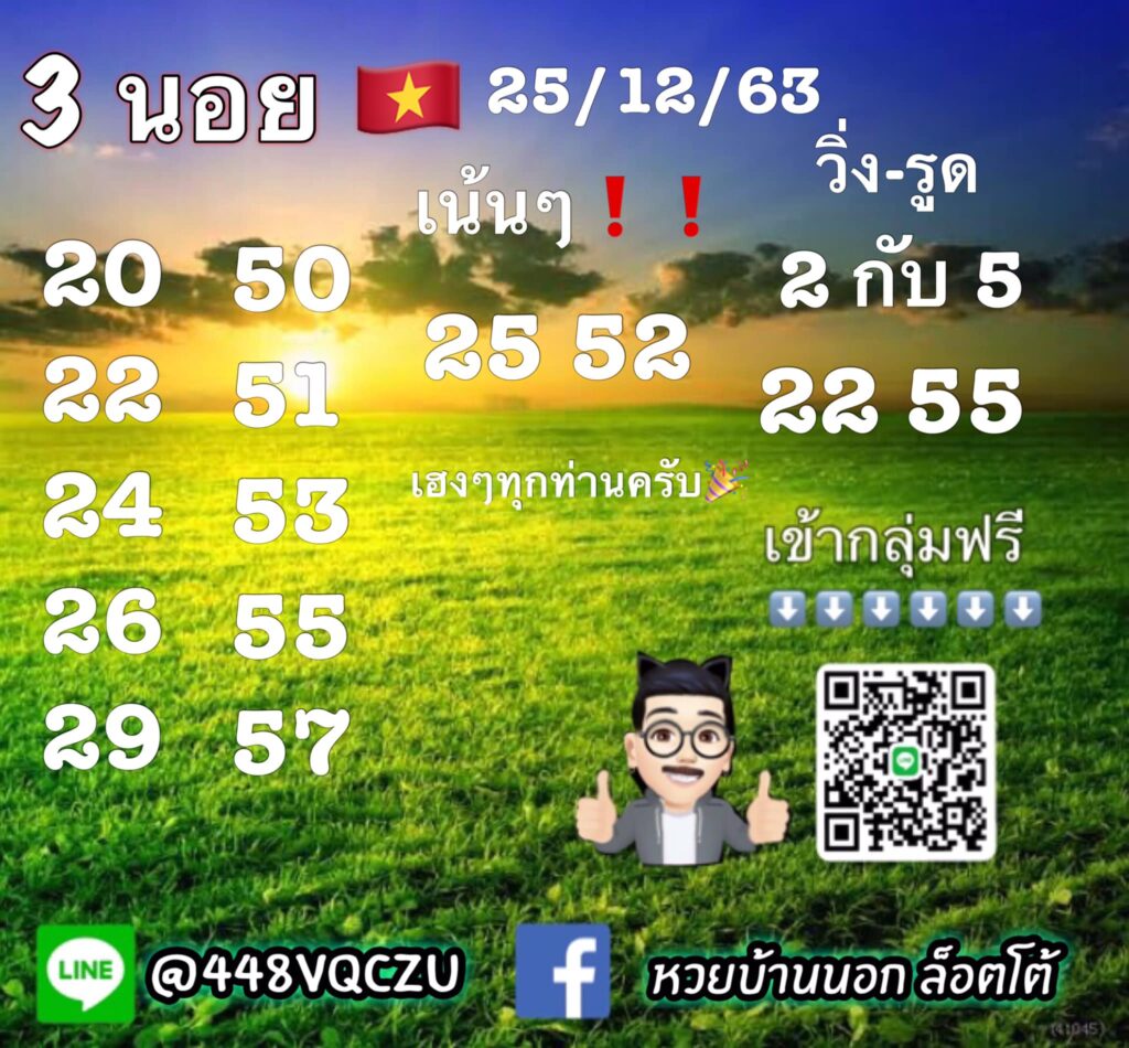 แนวทางหวยฮานอย 25/12/63 