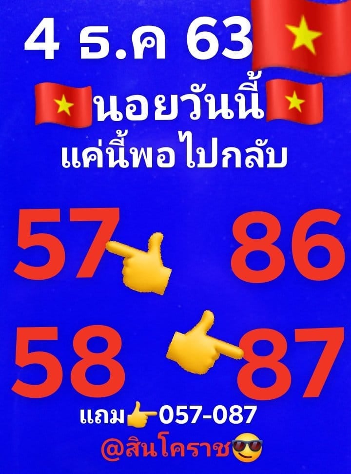 แนวทางหวยฮานอย 4/12/63 