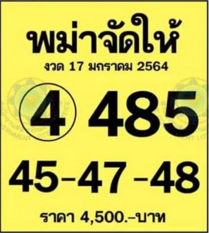 หวยพม่าจัดให้ 17/1/64 