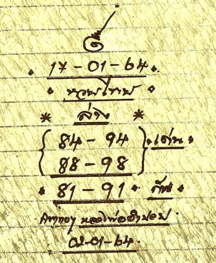 หวยหลวงพ่อเงิน 17/1/64 ชุดสองตัว