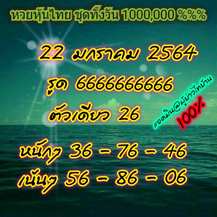 หวยหุ้นวันนี้ 22/1/64 