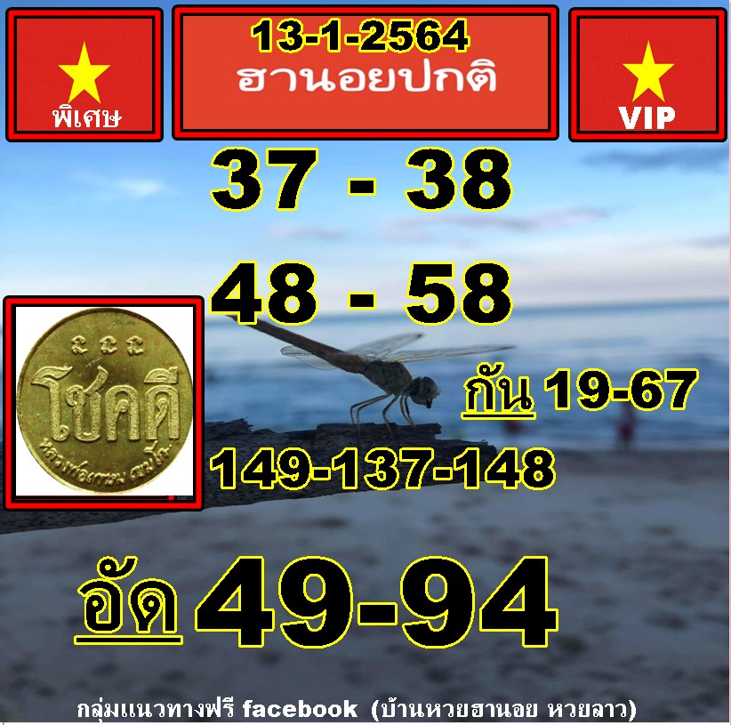 แนวทางหวยฮานอย 13/1/63 