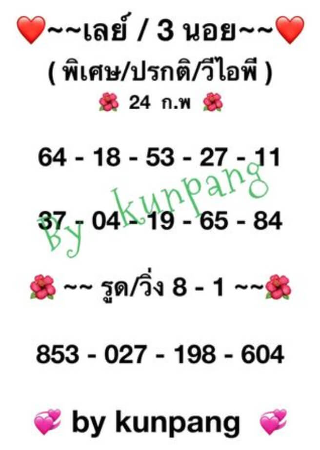 หวยมาเลย์วันนี้ 24/2/64 ชุดที่ 6