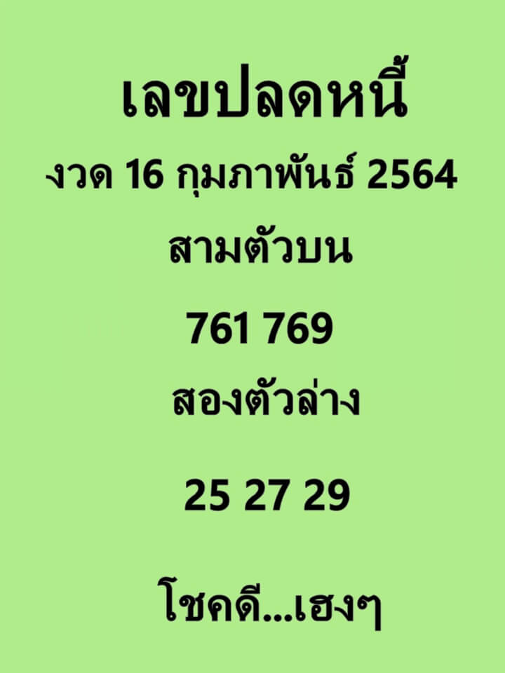 เลขปลดหนี้ 16/2/64