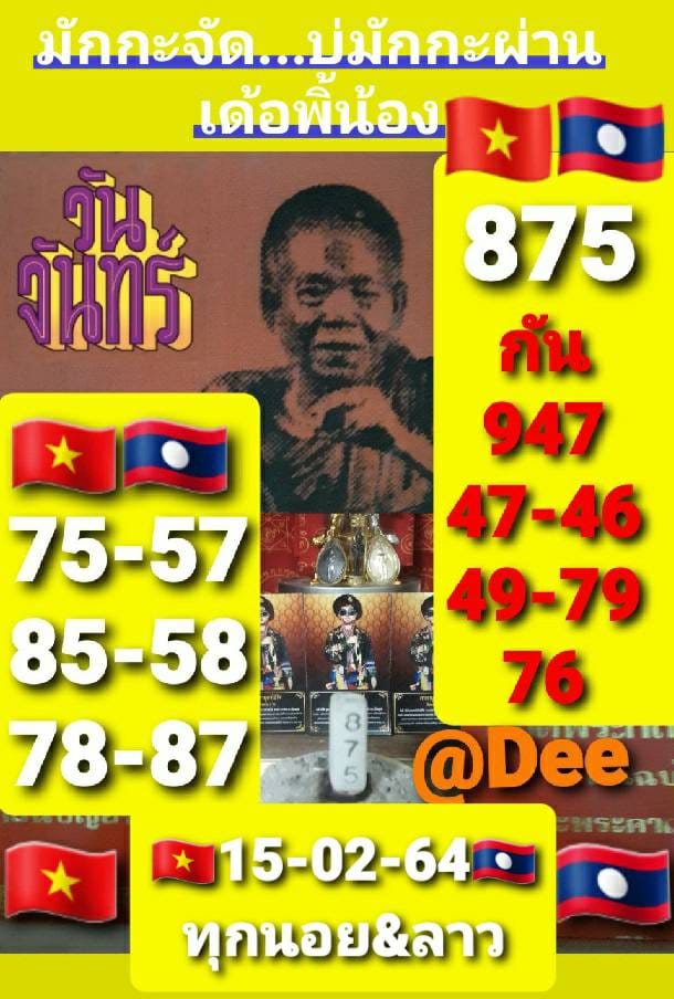 แนวทางหวยฮานอย 15/2/64 