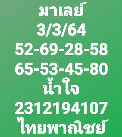 หวยมาเลย์วันนี้ 3/3/64 ชุดที่ 4