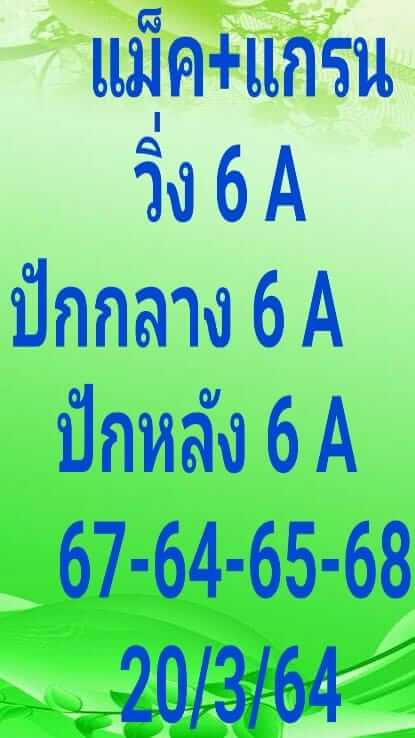 หวยมาเลย์วันนี้ 20/3/64 ชุดที่ 3