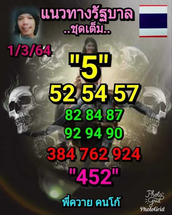 หวยลูกพ่อวิษณุกรรม 1/3/64