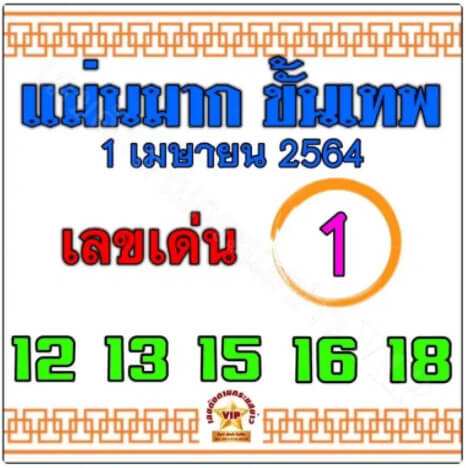 หวยแม่นมากขั้นเทพ 1/4/64