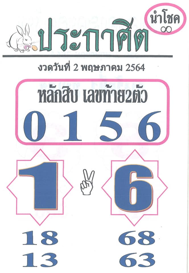 หวยประกาศิตนำโชค 2/5/64