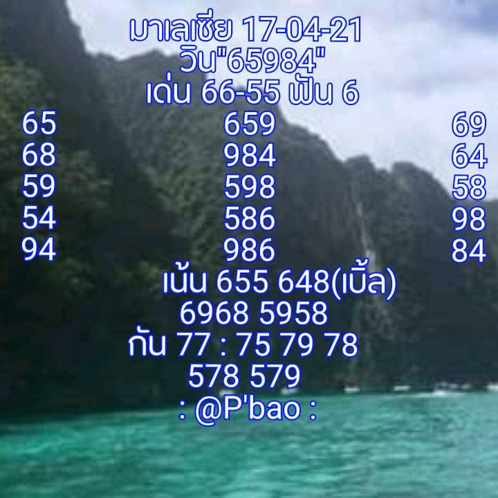 หวยมาเลย์วันนี้ 17/4/64 ชุดที่ 7