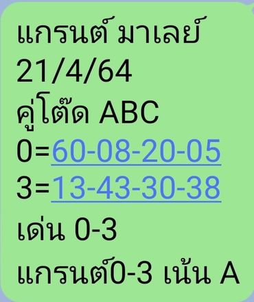 หวยมาเลย์วันนี้ 21/4/64 ชุดที่ 3