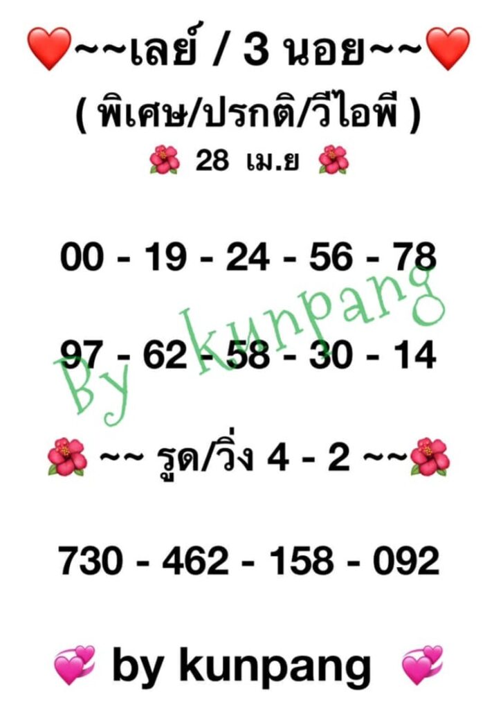 หวยฮานอย 28/4/64 ชุดที่ 9