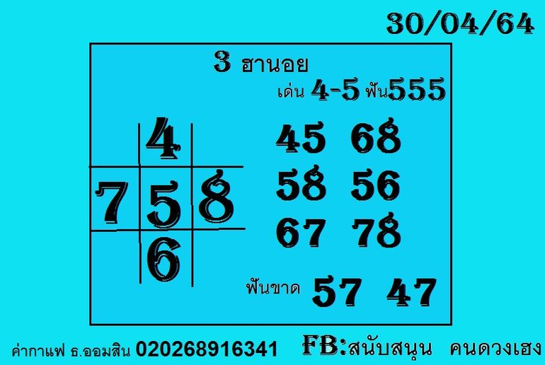 หวยฮานอย 30/4/64 ชุดที่ 4