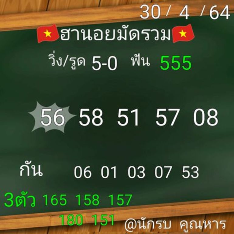 หวยฮานอย 30/4/64 ชุดที่ 6