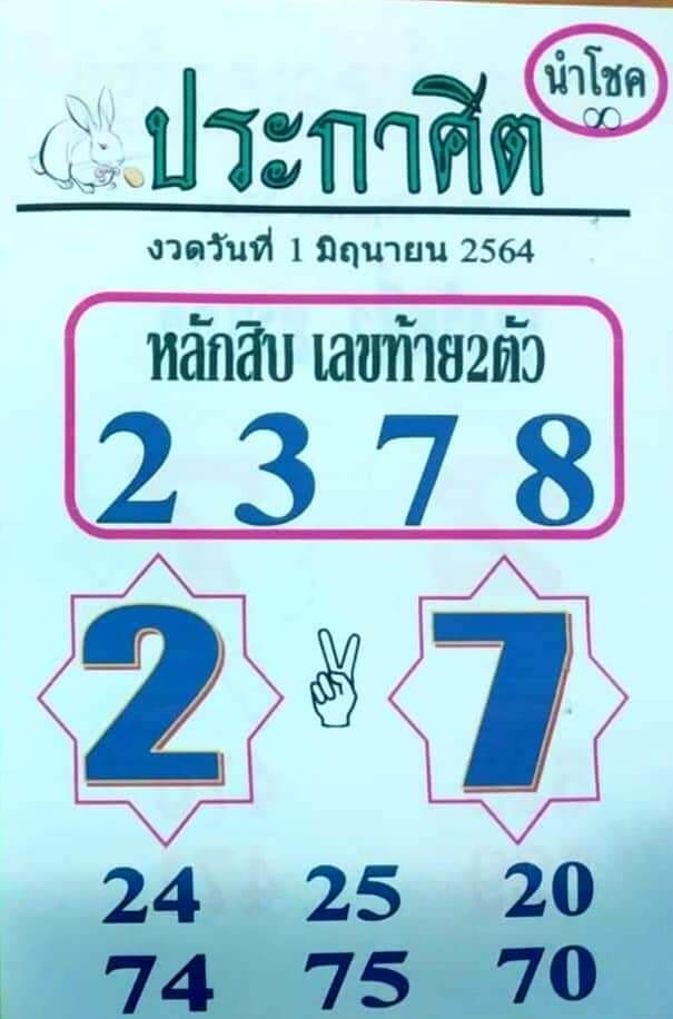 หวยประกาศิตนำโชค 1/6/64