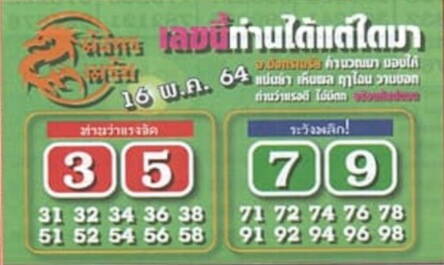 หวยมังกรเมรัย 16/5/64