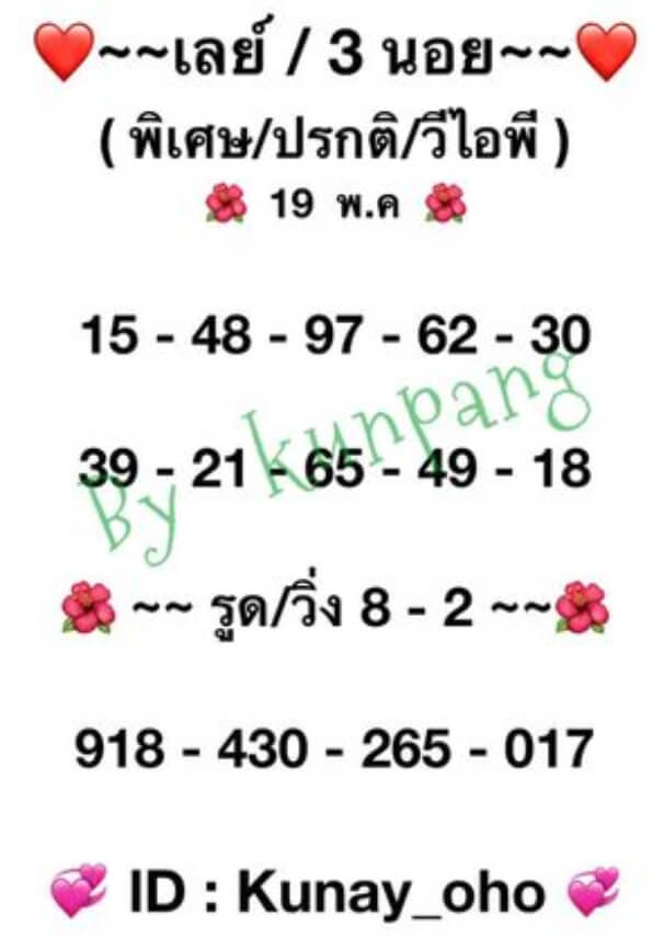 หวยมาเลย์วันนี้ 19/5/64 ชุดที่ 6