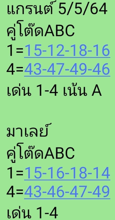 หวยมาเลย์วันนี้ 5/5/64 ชุดที่ 8