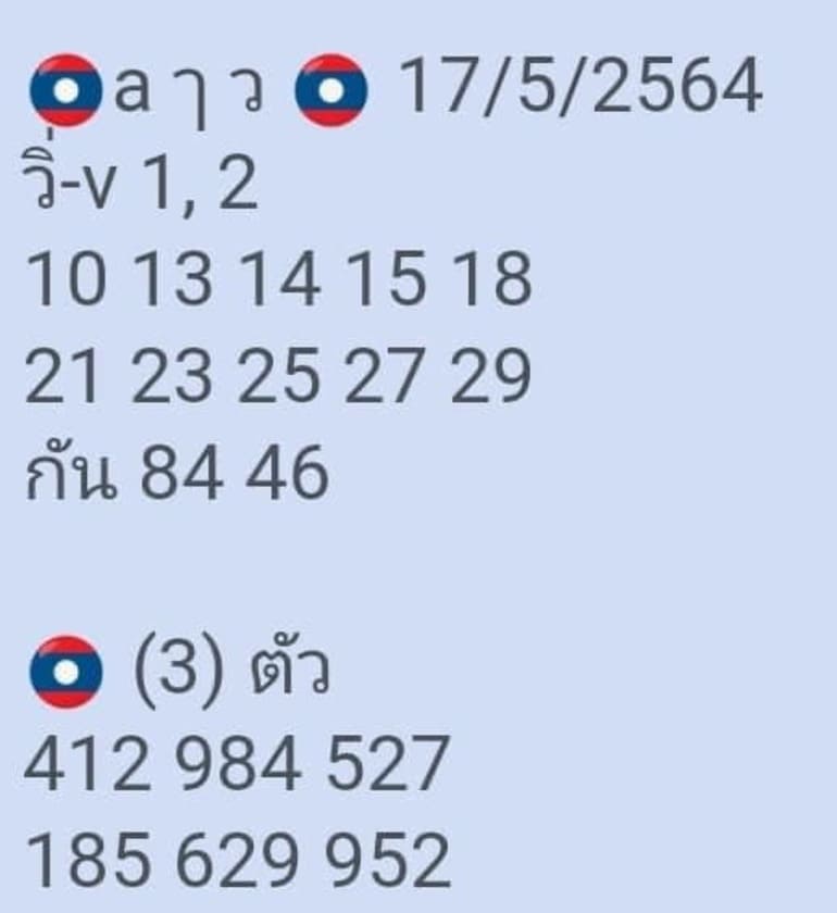 หวยลาว 17/5/64 ชุดที่ 8