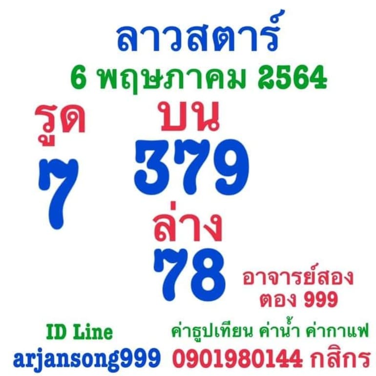 หวยลาว 6/5/64 ชุดที่ 6