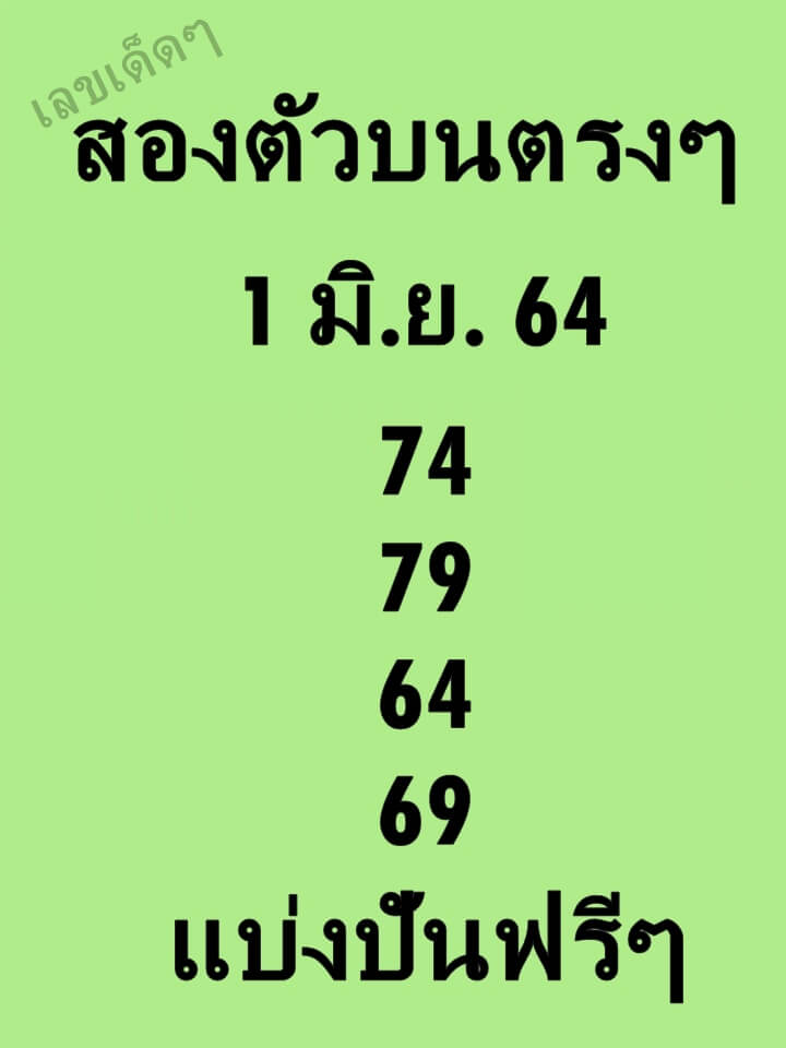 หวยสองตัวบนตรงๆ 1/6/64