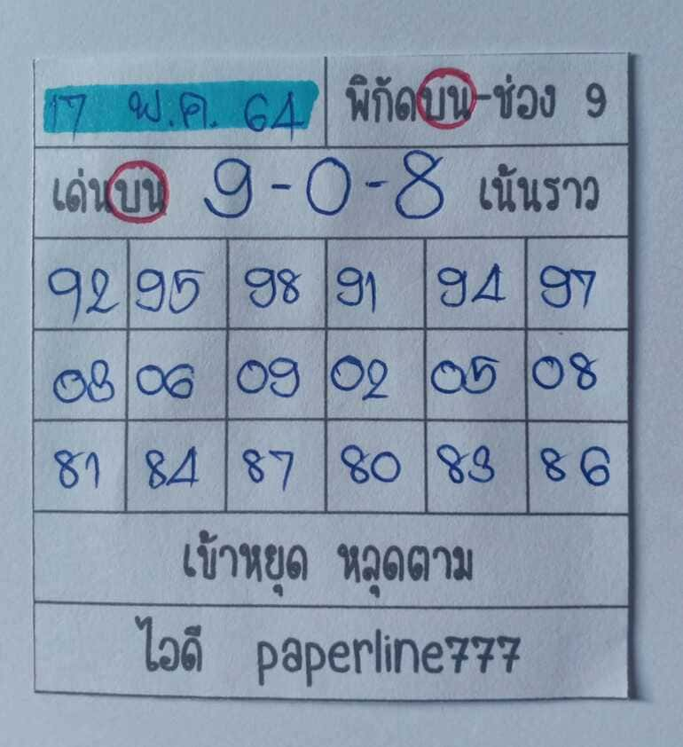 หวยหุ้น 17/5/64 ชุดที่ 9