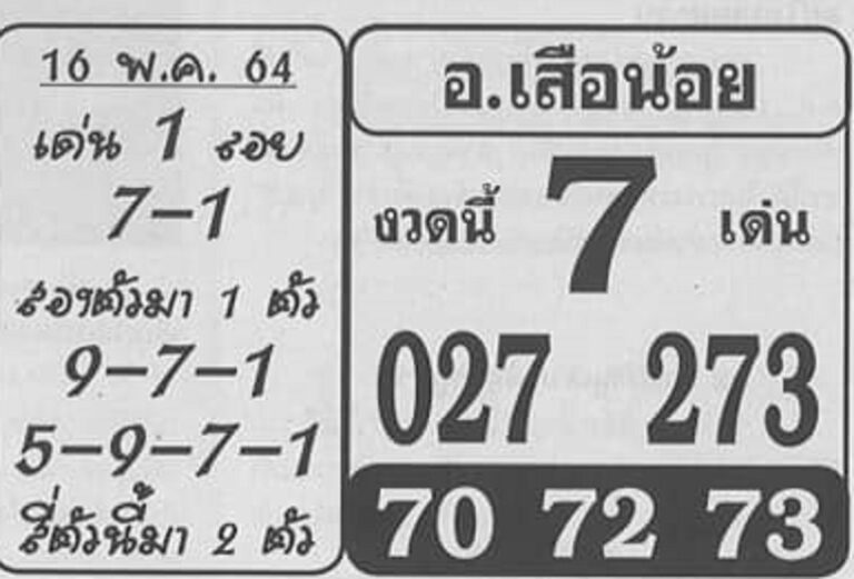 หวยอาจารย์เสือน้อย 16/5/64