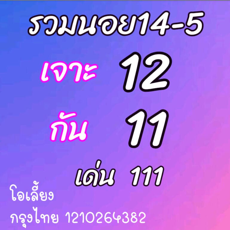 หวยฮานอย 14/5/64 ชุดที่ 9