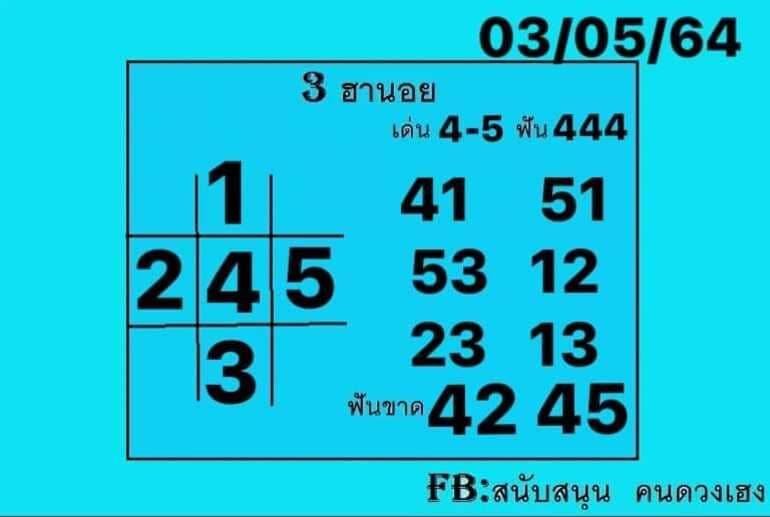 หวยฮานอย 3/5/64 ชุดที่ 6