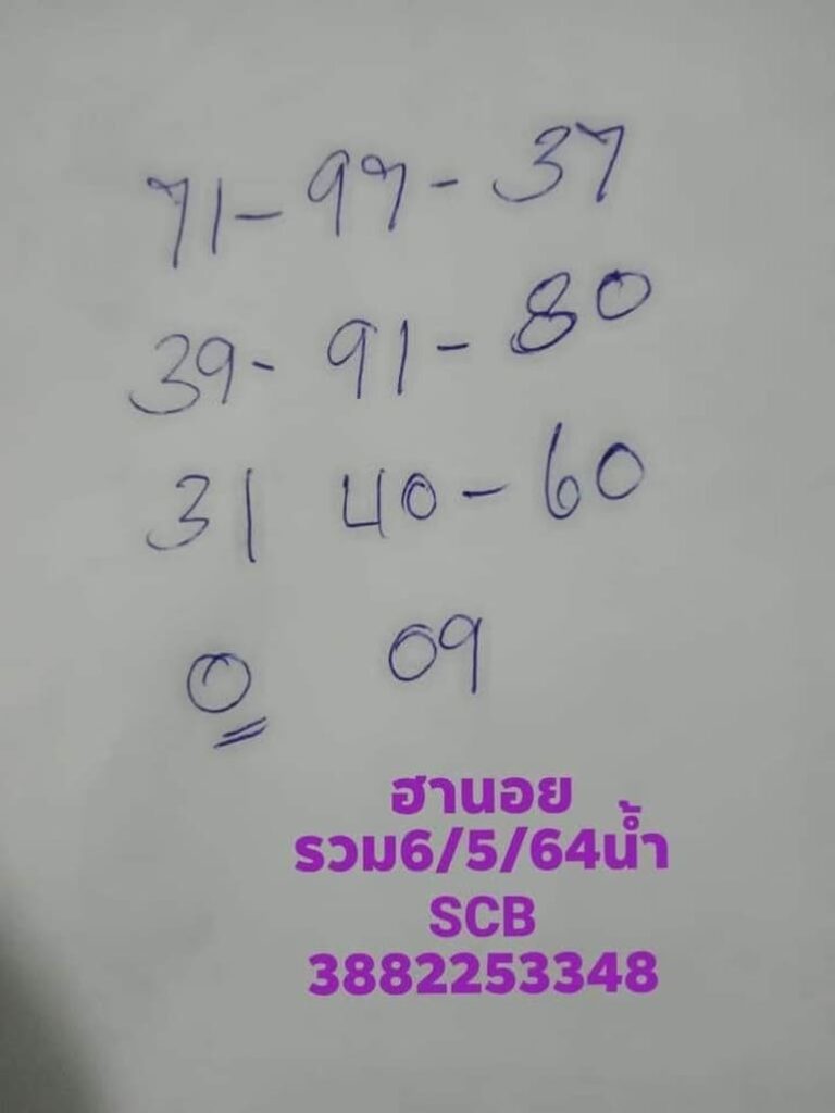 หวยฮานอย 6/5/64 ชุดที่ 8