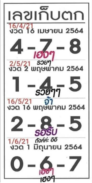 เลขเก็บตก 1/6/64