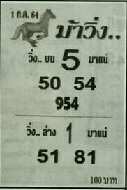 หวยม้าวิ่ง 1/7/64