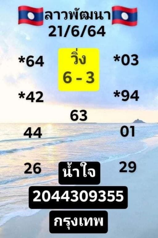 หวยลาว 21/6/64 ชุดที่ 6