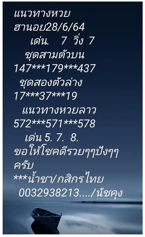 หวยลาว 28/6/64 ชุดที่ 1