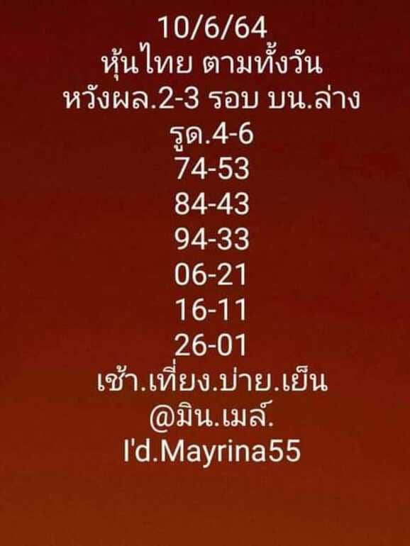 หวยหุ้น 10/6/64 ชุดที่ 1