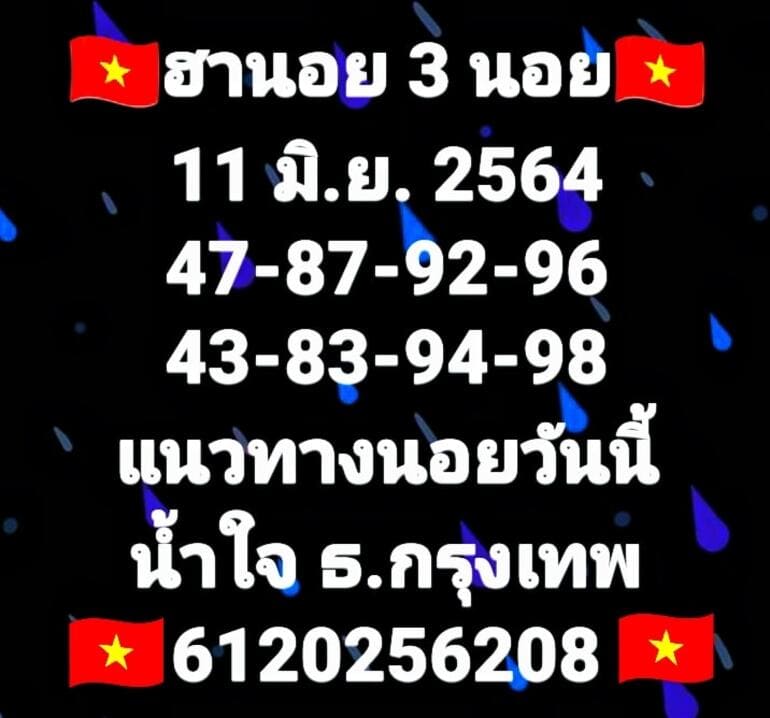 หวยฮานอย 11/6/64 ชุดที่ 6