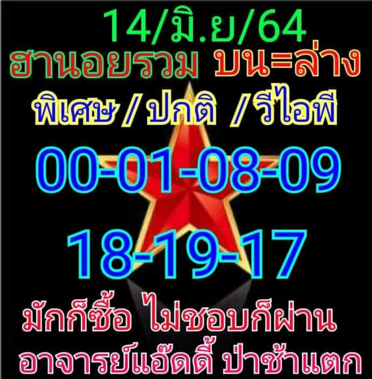 หวยฮานอย 14/6/64 ชุดที่ 2