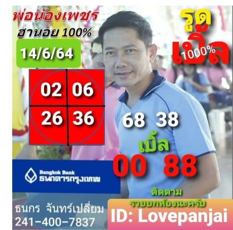 หวยฮานอย 14/6/64 ชุดที่ 6