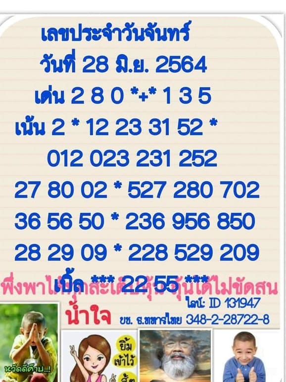 หวยฮานอย 28/6/64 ชุดที่ 8