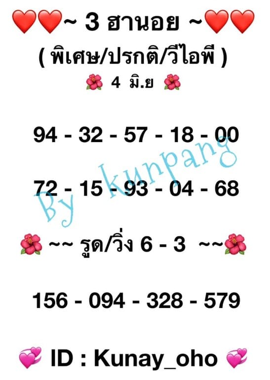 หวยฮานอย 4/6/64 ชุดที่ 9