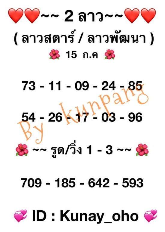 หวยลาว 15/7/64 ชุดที่ 4